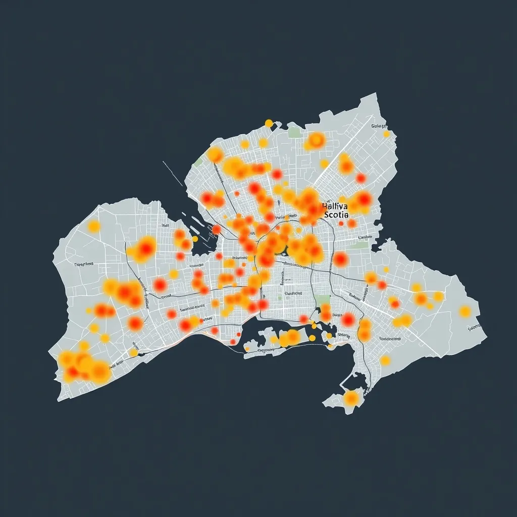 A stylized clean map of Halifax Nova Scotia showing urban de