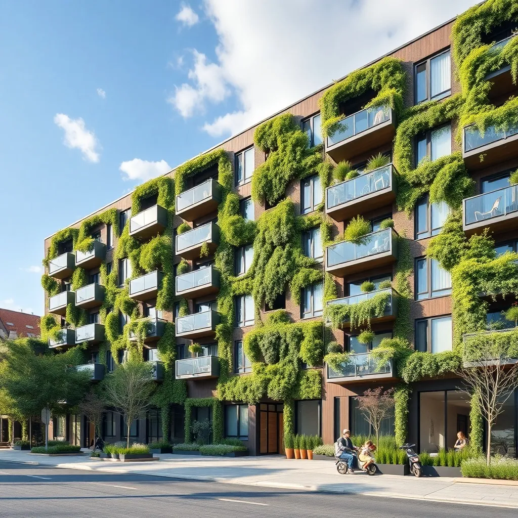 A modern eco-friendly apartment building in Halifax with gre